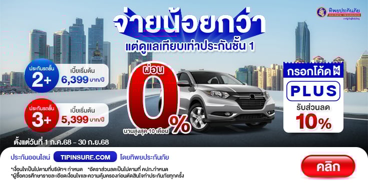 ซื้อประกันรถยนต์ 2+ 3+ รับส่วนลด 10%